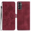 Samsung Galaxy A14 Red Rose Embossed Leather Phone Case - 1