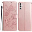 Samsung Galaxy A15 Rose Flower Embossed Leather Case - Rose Gold - 1
