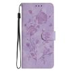 Samsung Galaxy A15 Light Purple Rose Embossed Leather Phone Case - 2
