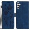 Samsung Galaxy A17 Dark Blue Rose Embossed Leather Phone Case - 1