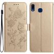 Samsung Galaxy A20/A30 Rose Embossed Leather Phone Case Gold - 1