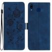 Samsung Galaxy A20e Dark Blue Rose Embossed Leather Phone Case - 1