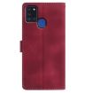 Samsung Galaxy A21S Red Rose Flower Embossed Leather Phone Case - 3