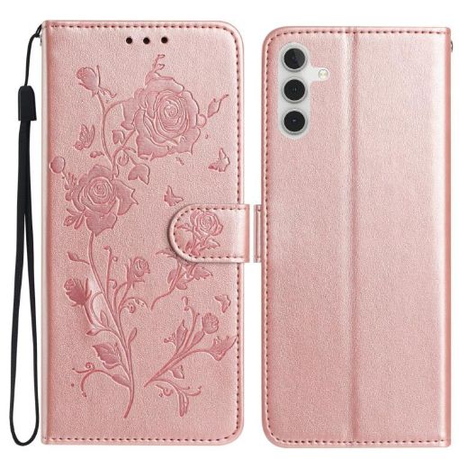 Samsung Galaxy A26 Rose Flower Embossed Leather Case - Rose Gold - 1