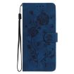 Samsung Galaxy A26 Dark Blue Rose Flower Embossed Leather Case - 2