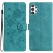 Samsung Galaxy A32 5G Green Rose Embossed Leather Phone Case - 1