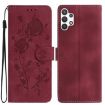 Samsung Galaxy A32 5G Red Rose Flower Embossed Leather Phone Case - 1