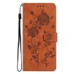 Samsung Galaxy A33 Brown Leather Case with Rose Flower Embossing - 2