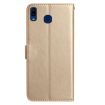 Samsung Galaxy A40 Gold Leather Case with Rose Flower Embossing Pattern - 3