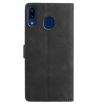 Samsung Galaxy A40 Black Leather Case with Rose Flower Embossing Pattern - 3