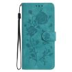 Samsung Galaxy A41 Green Leather Case with Rose Flower Embossing - 2