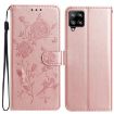 Samsung Galaxy A42 Rose Flower Embossed Leather Case - Rose Gold - 1