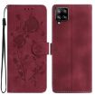 Samsung Galaxy A42 Red Rose Flower Embossed Leather Phone Case - 1