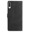 Samsung Galaxy A50 Black Leather Case with Rose Flower Embossing Pattern - 3