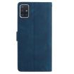 Samsung Galaxy A51 Dark Blue Rose Flower Embossed Leather Case - 3