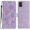 Samsung Galaxy A51 Light Purple Rose Embossed Leather Phone Case - 1