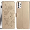 Samsung Galaxy A52 Gold Rose Flower Embossed Leather Phone Case - 1