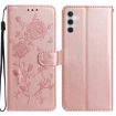 Samsung Galaxy A54 Rose Flower Embossed Leather Case - Rose Gold - 1