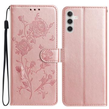 Samsung Galaxy A56 Rose Flower Embossed Leather Case Rose Gold - 1
