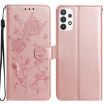 Samsung Galaxy A72 Rose Flower Embossed Leather Case - Rose Gold - 1