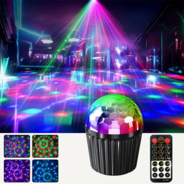 Stripe Magic Ball Light LED RGB Rotating Stage Lamp, Remote Control - 1