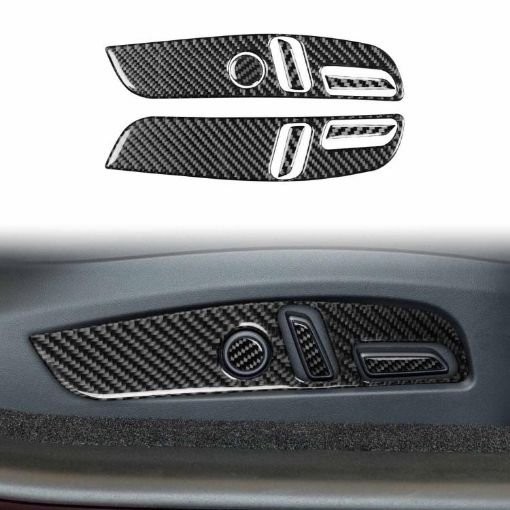 Tesla Model 3 2023 Carbon Fiber Seat Panel Stickers 7pcs Set RHD Black - 1
