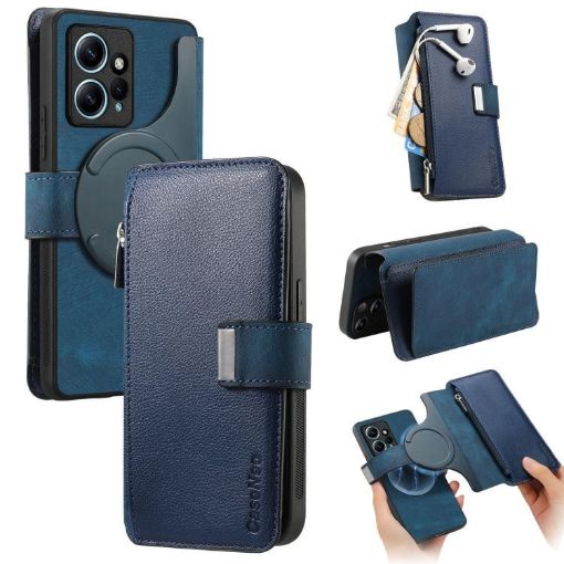 Redmi Note 12 4G Case: MagSafe RFID Wallet Leather (Blue) - 1
