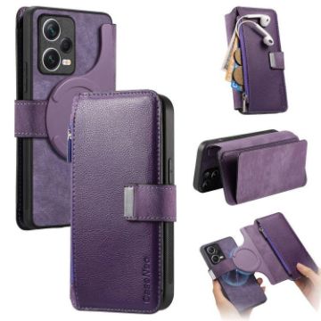 Redmi Note 12 Pro+ 5G MagSafe RFID Wallet Leather Case - Purple - 1