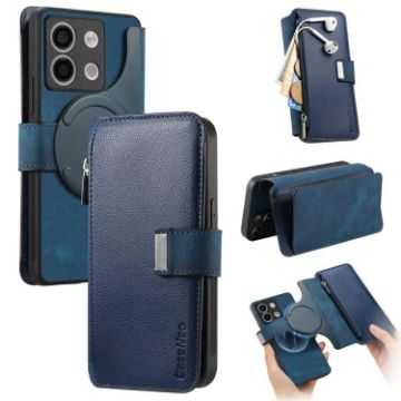 Redmi Note 13 5G Case - MagSafe RFID Zipper Wallet Leather (Blue) - 1