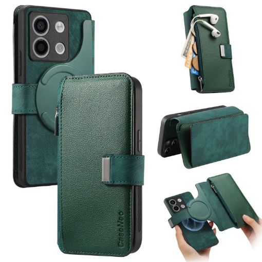Redmi Note 13 5G Case - MagSafe RFID Wallet Leather (Green) - 1