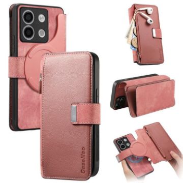 Redmi Note 13 Pro 5G Case - MagSafe RFID Zipper Wallet Leather (Pink) - 1