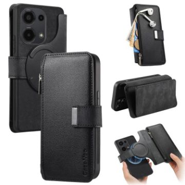 Redmi Note 13 Pro 4G Case - MagSafe RFID Zipper Wallet Leather (Black) - 1