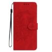 Red Embossed Leather Phone Case for Redmi K80/K80 Pro - Moonlit Butterfly - 2