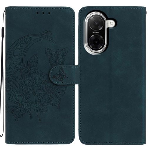 Redmi A5 4G EU Leather Phone Case - Moonlit Butterfly Dance (Green) - 1