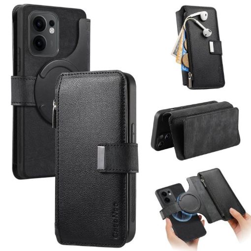 OPPO Reno13 F Case Neo MagSafe RFID Zipper Wallet Leather (Black) - 1