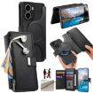 Realme 14 Case: MagSafe RFID Zipper Wallet Retro Leather (Black) - 1