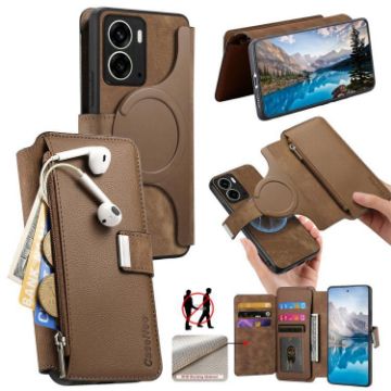 Realme 14 CaseNeo MagSafe RFID Wallet Leather Phone Case Brown - 1