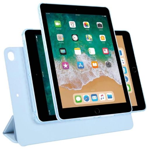iPad 9.7 2018/2017/Air 2/1 Trifold Magnetic Leather Case Ice Blue - 1