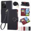 OPPO A57/A77 5G Leather Wallet Phone Case with Crossbody Strap - Black - 1