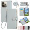 OPPO A5 Pro 5G Sky Blue Leather Wallet Phone Case with Crossbody Strap - 1