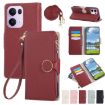 OPPO Reno13 Pro Red Leather Wallet Phone Case with Crossbody Strap - 1