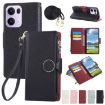 OPPO Reno13 Pro Leather Wallet Phone Case with Crossbody Strap - Black - 1