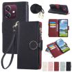 OPPO A3x/A3 5G/4G Leather Wallet Phone Case with Crossbody Strap - Black - 1