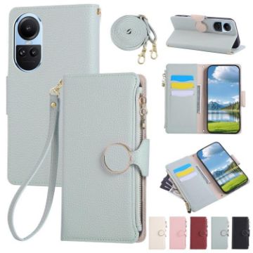 OPPO Reno10/10 Pro Sky Blue Leather Wallet Case with Crossbody Strap - 1