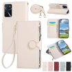 OPPO A16 4G Leather Wallet Phone Case with Crossbody Strap - White - 1