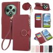 OPPO Reno12 F Red Leather Wallet Phone Case with Crossbody Strap - 1