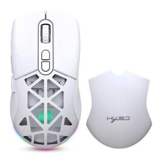 HXSJ T26 Dual Modes Wireless Mouse, 2.4G BT5.1, Rechargeable, White - 1