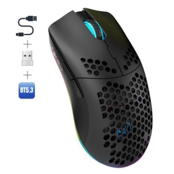 HXSJ T66 Black RGB Rechargeable Mouse - Wired & Wireless 3 Modes - 1