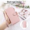 Realme C75/14X 5G Pink Leather Wallet Phone Case with Crossbody Strap - 7