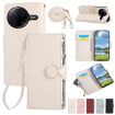 Redmi K80/Poco F7 Pro Leather Wallet Phone Case with Strap - White - 1